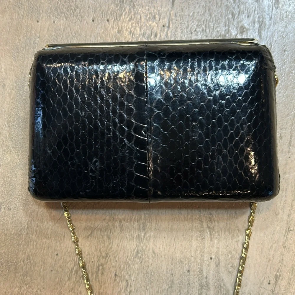 Sasha vintage purse, black with gold tones and rhinestones. - Picture 5 of 6